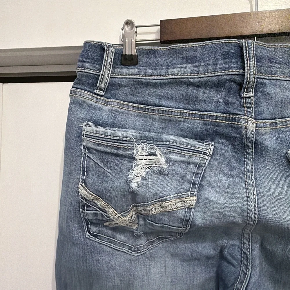 BKE Buckle Men's‎ Sz 34x32 Jake Blue Denim Stretch Jeans, Distressed GUC!